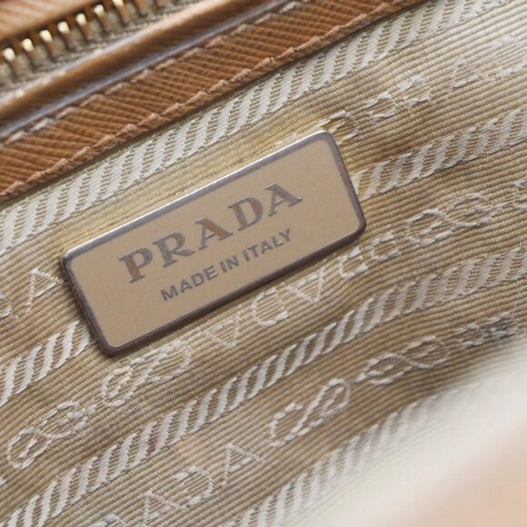 PRADA Logo 2Way Shoulder Hand Bag Saffiano Leather Beige GHW Italy 70EF793 - Picture 14 of 16